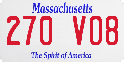 MA license plate 270VO8