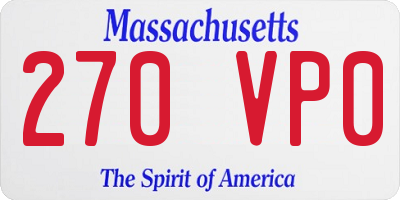 MA license plate 270VP0