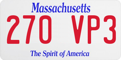 MA license plate 270VP3
