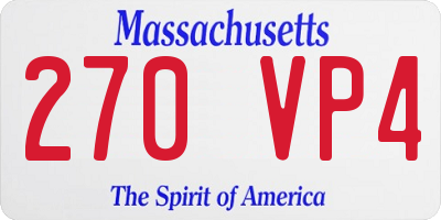 MA license plate 270VP4