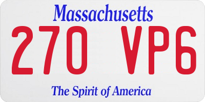 MA license plate 270VP6