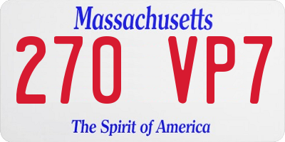MA license plate 270VP7