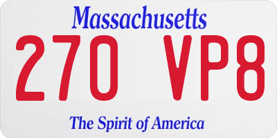 MA license plate 270VP8