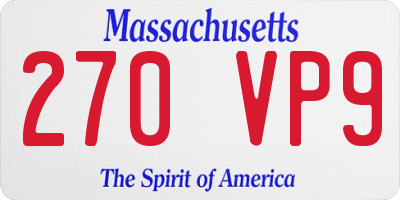 MA license plate 270VP9