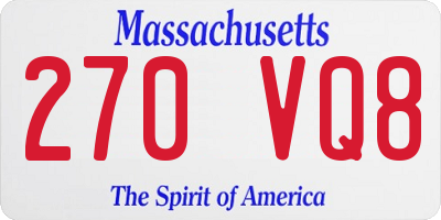 MA license plate 270VQ8