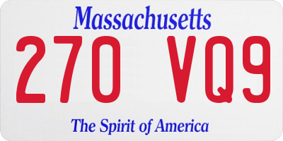 MA license plate 270VQ9