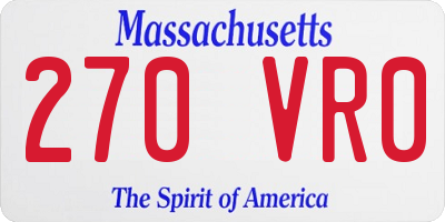 MA license plate 270VR0