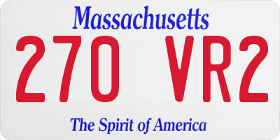 MA license plate 270VR2