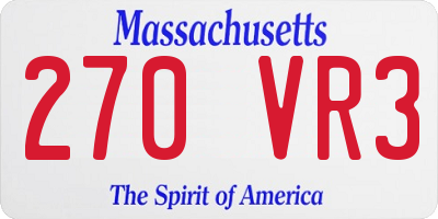 MA license plate 270VR3