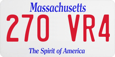 MA license plate 270VR4