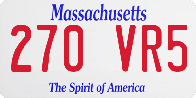 MA license plate 270VR5