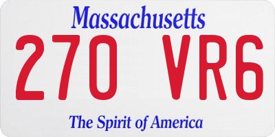 MA license plate 270VR6