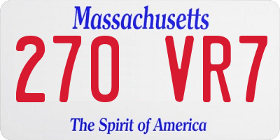 MA license plate 270VR7