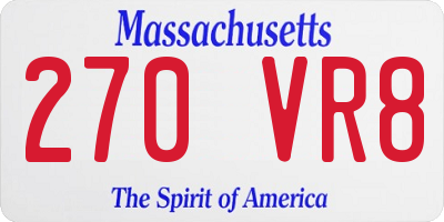 MA license plate 270VR8