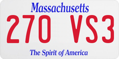 MA license plate 270VS3