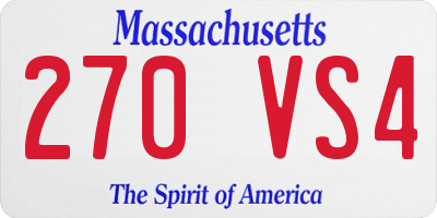 MA license plate 270VS4