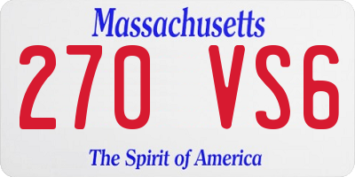 MA license plate 270VS6