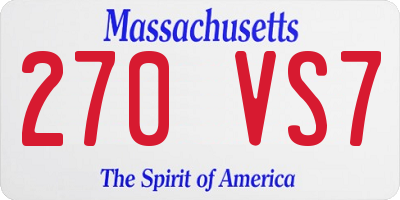 MA license plate 270VS7