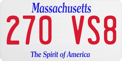 MA license plate 270VS8