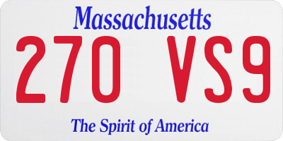 MA license plate 270VS9