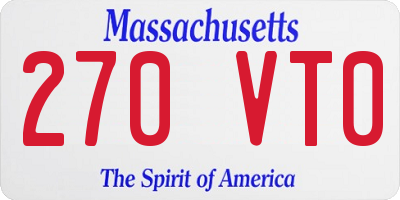MA license plate 270VT0