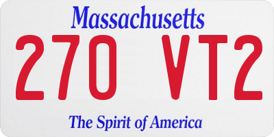 MA license plate 270VT2