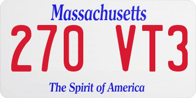 MA license plate 270VT3