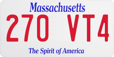 MA license plate 270VT4
