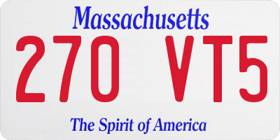 MA license plate 270VT5