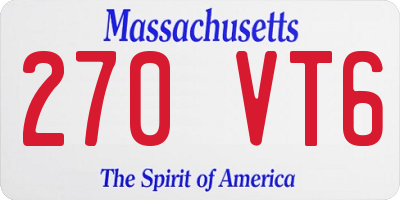 MA license plate 270VT6