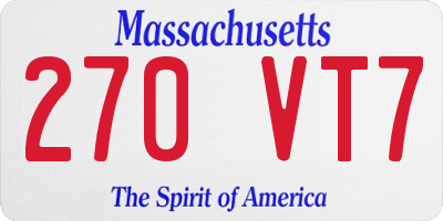 MA license plate 270VT7