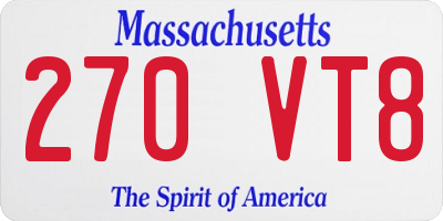 MA license plate 270VT8