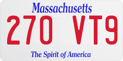 MA license plate 270VT9