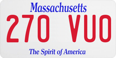 MA license plate 270VU0