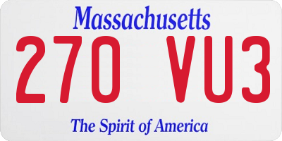 MA license plate 270VU3