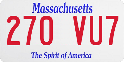 MA license plate 270VU7