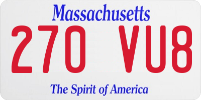 MA license plate 270VU8