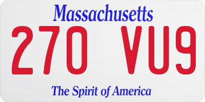 MA license plate 270VU9