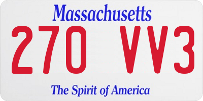 MA license plate 270VV3