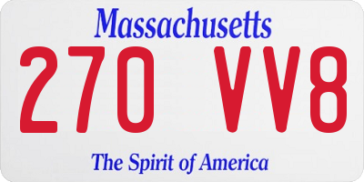 MA license plate 270VV8