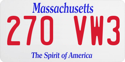MA license plate 270VW3