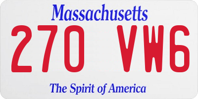 MA license plate 270VW6