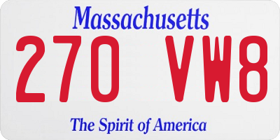 MA license plate 270VW8