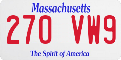 MA license plate 270VW9
