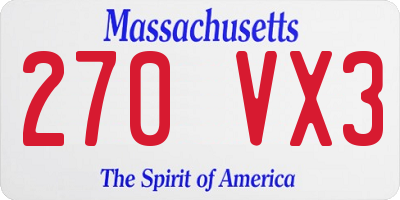 MA license plate 270VX3