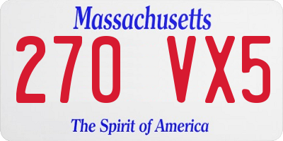 MA license plate 270VX5