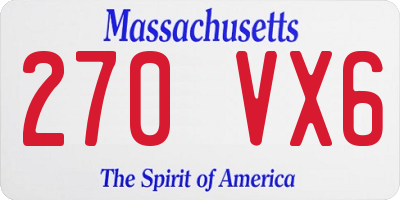 MA license plate 270VX6