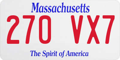 MA license plate 270VX7