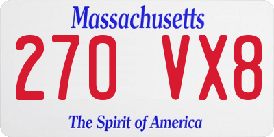 MA license plate 270VX8