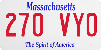 MA license plate 270VY0